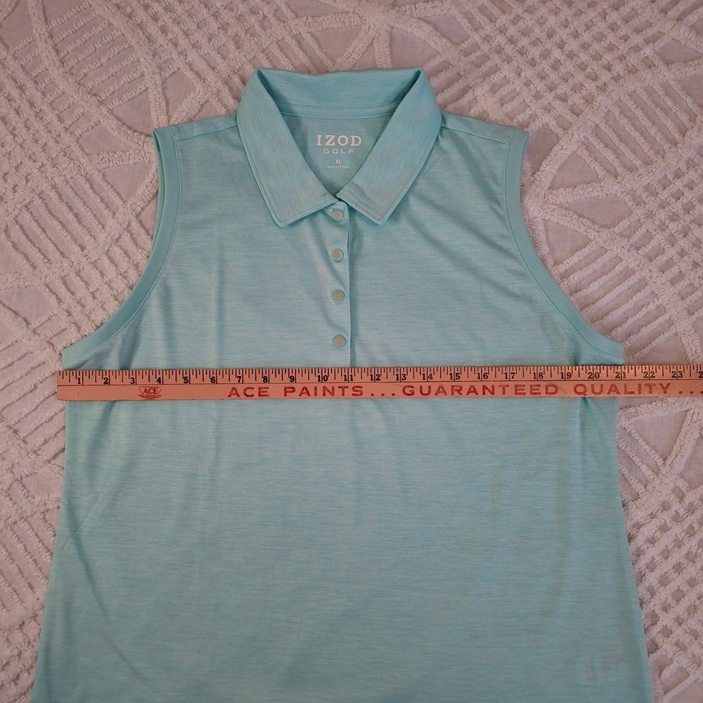 IZOD GOLF Womens XL Sleeveless Polo Shirt Aqua Blue Stretch Performance - Picture 3 of 6